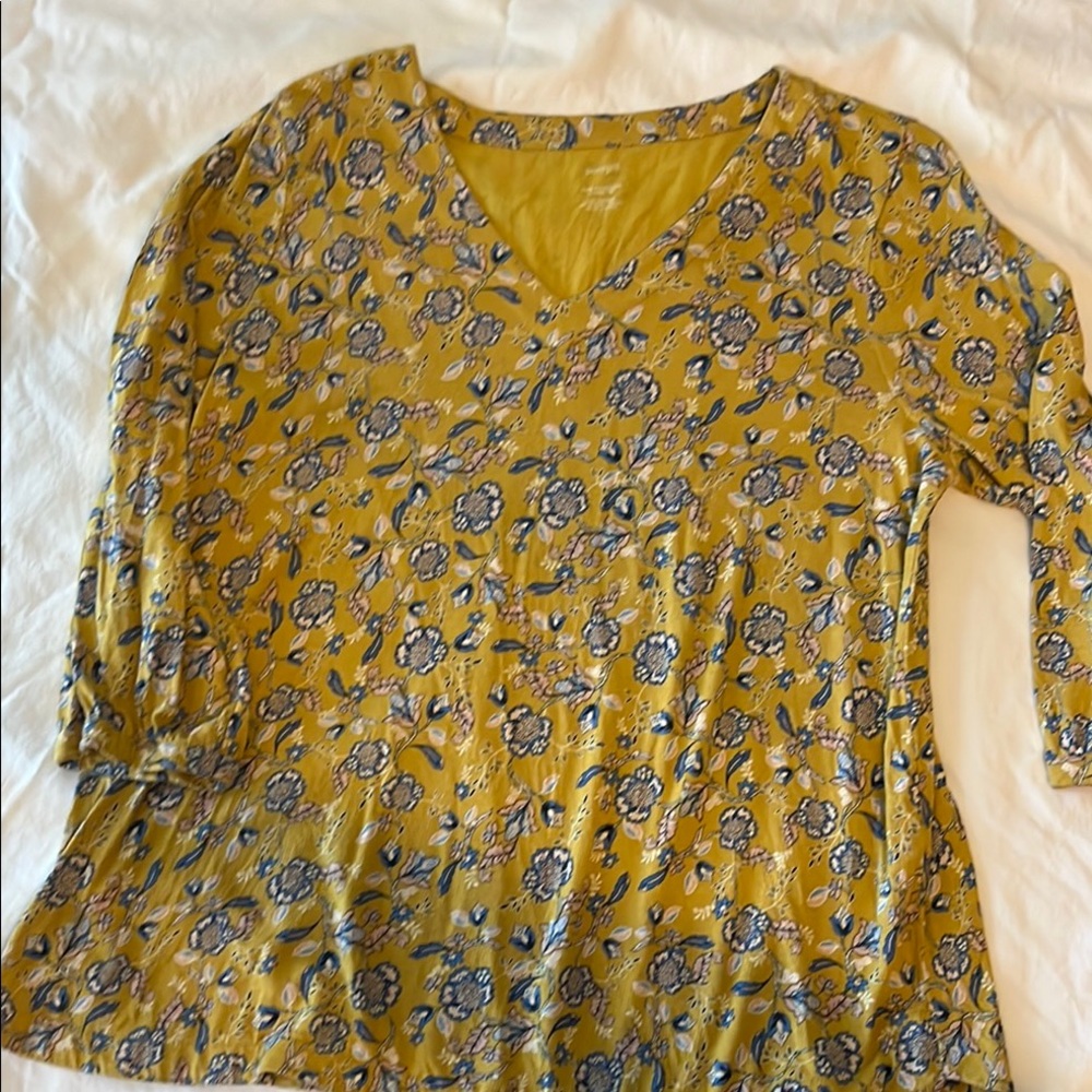 J Jill Floral Yellow Women's Top